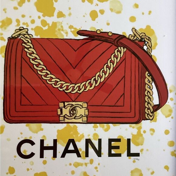 CHANEL PURSE FRAMED PRINT EXCLUSIVE FROM FAIRCHILD PARIS LIMITED EDITION - Picture 3 of 7